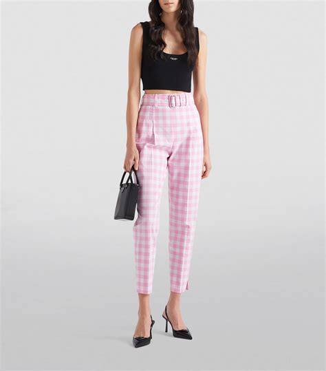 Womens Prada pink Gingham Cropped Trousers 